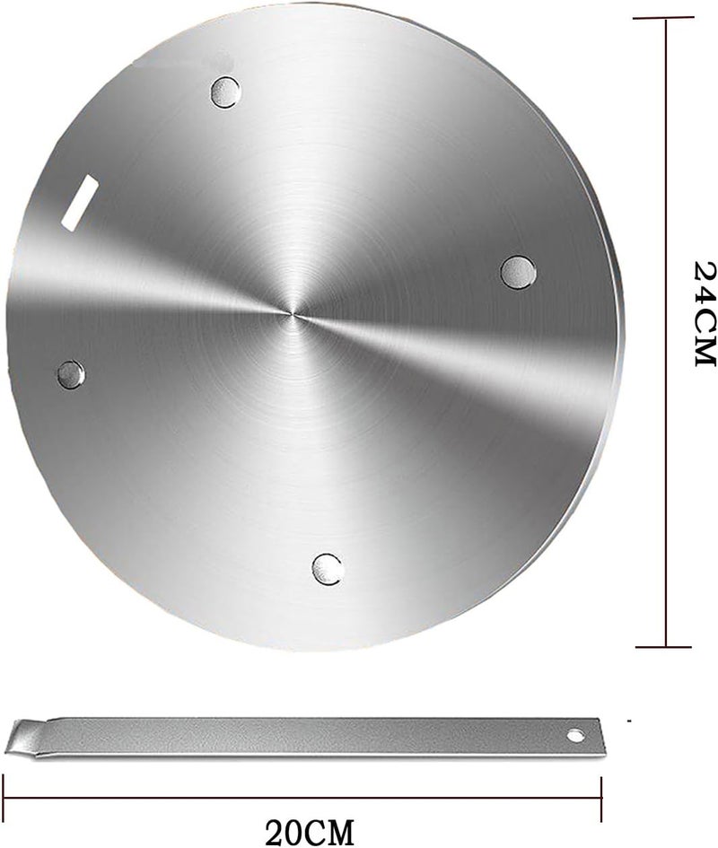 Grourarty Heat Diffuser Plate, Grouarty Stainless Steel Cooking Induction Adapter Simmer Plate for Electric Gas Glass Cooktop Hob Ring, Induction Cooktop Converter Plate With Handle 9.45inch - Image 2